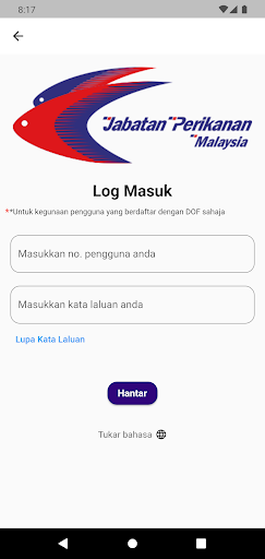Android application e-Agroperikanan DOF screenshort