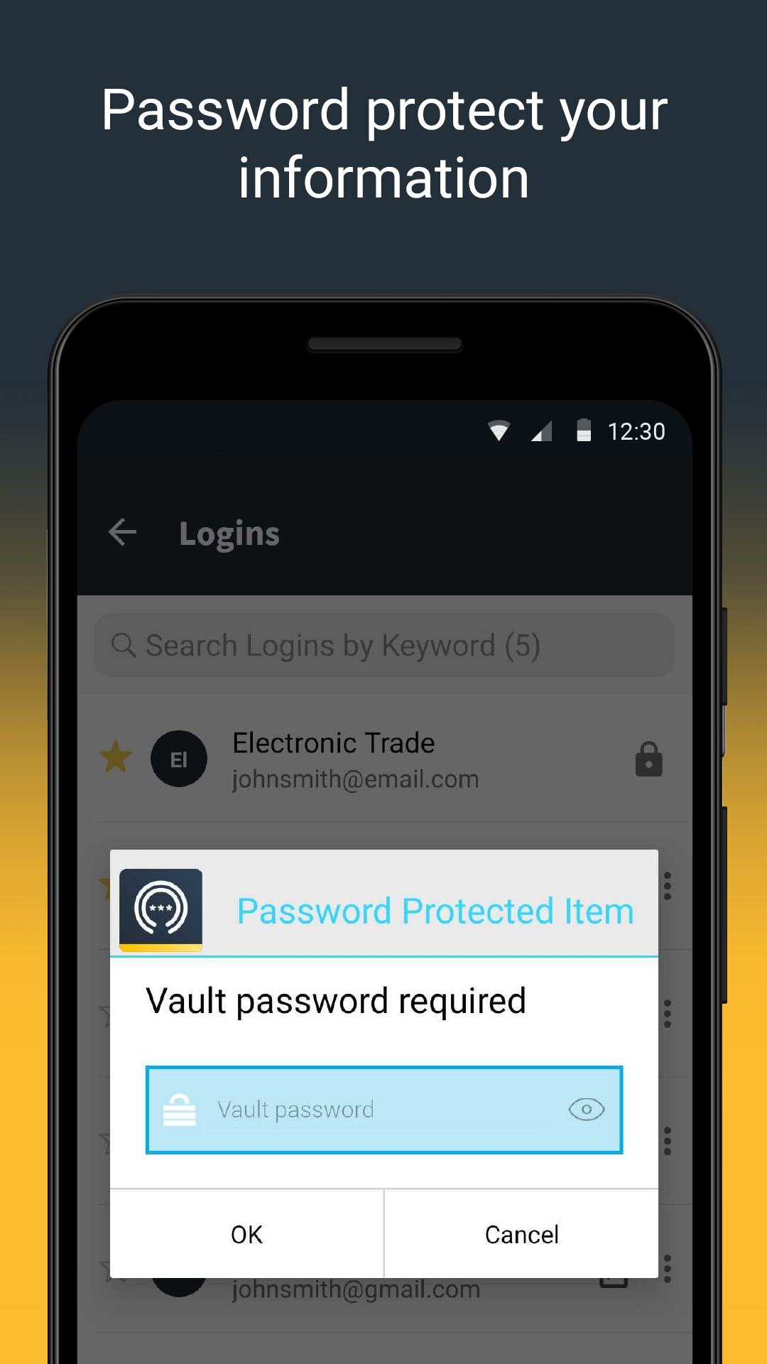 Android application Norton Password Manager screenshort