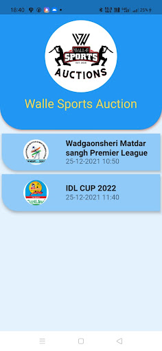 Android application Walle Sports Auction screenshort