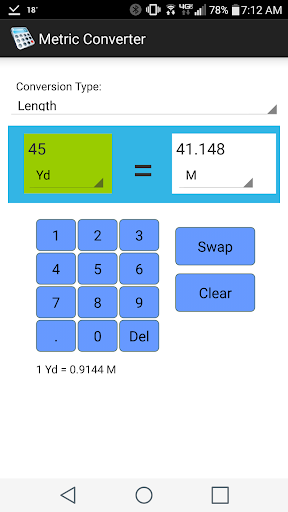 Android application Metric Converter screenshort