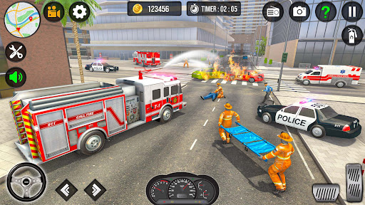 Firefighter Fire Truck Game 3D Screen 2