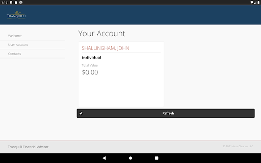 Tranquilli Financial Advisor Screen 3