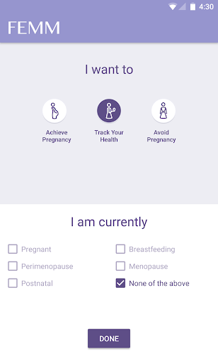 Screenshot of FEMM Health and Period Tracker