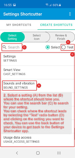 Settings Shortcutter Screen 2