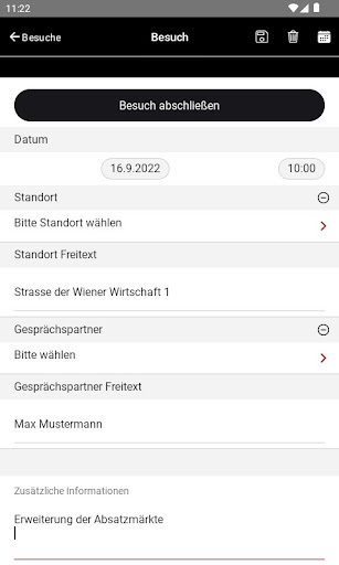 WKW Besuchs-App Screen 2