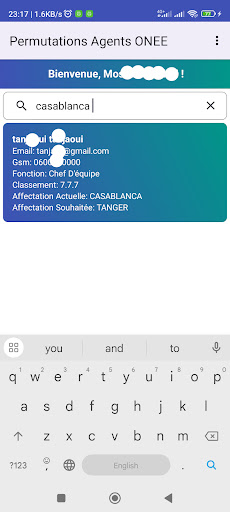 Android application Permutations Agents ONEE screenshort