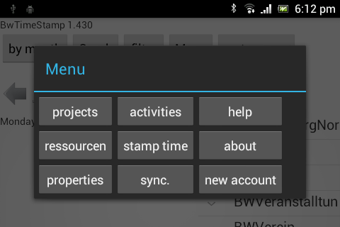 Android application Timemanage screenshort