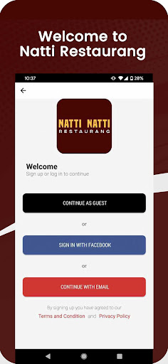 Android application Natti Restaurang (Karlstad) screenshort