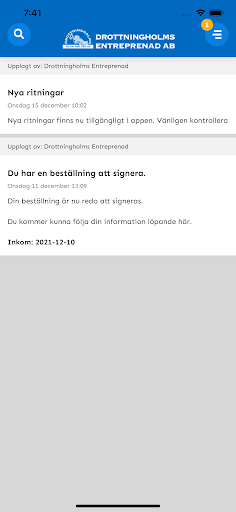 Android application Drottningholms Entreprenad screenshort