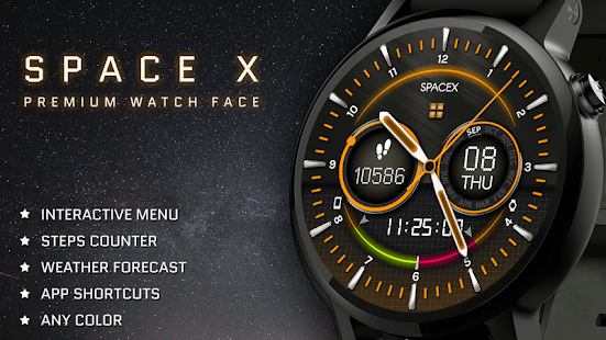 Captura de tela interativa do mostrador do relógio Space-X