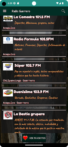 Android application Radio Guerrero México + music screenshort
