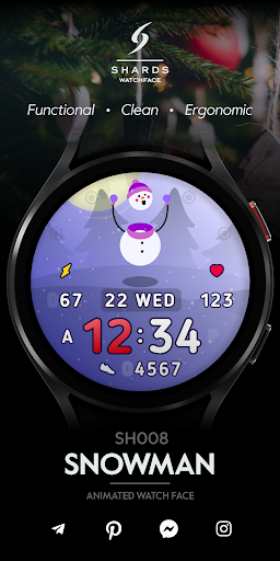 Android application SH008 Watch Face, WearOS watch screenshort