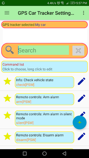 Android application GPS Car Tracker Setting SMS screenshort