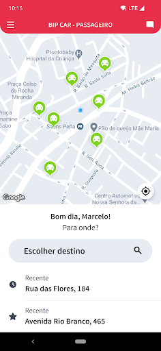 Android application Bip Car - Passageiro screenshort