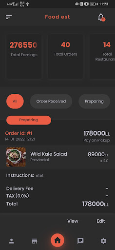 Food est. Restaurant Screen 3