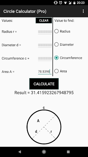 Circle Calculator (Pro) Screen 3