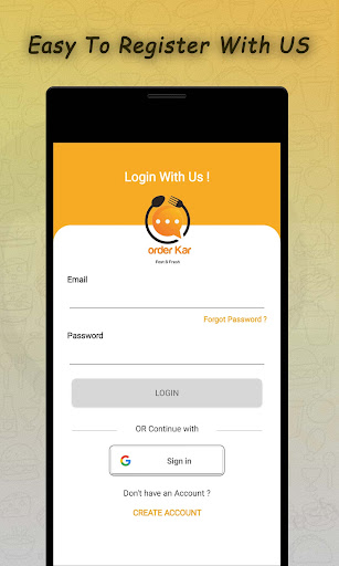 Android application OrderKar Restaurants screenshort
