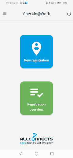 Android application Checkin@Work screenshort