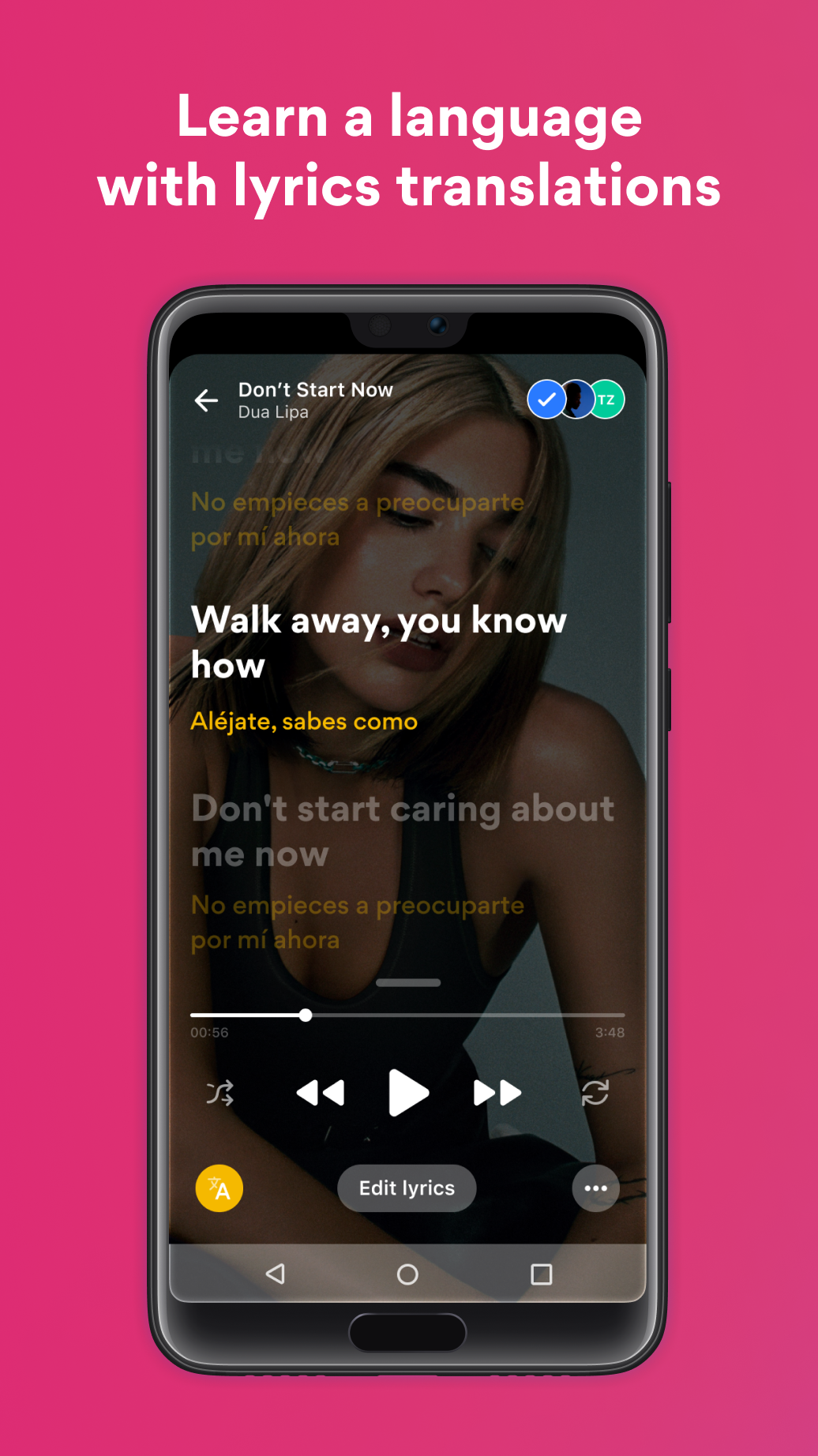 Android application Musixmatch - Lyrics for your music screenshort