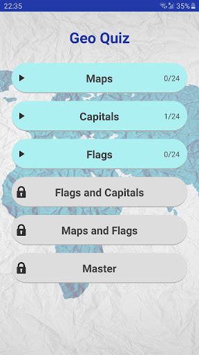 Android application Geo Quiz screenshort