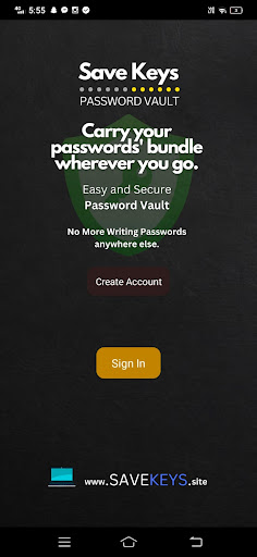 Android application Save Keys screenshort
