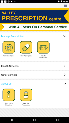 Android application Valley Prescription Centre screenshort