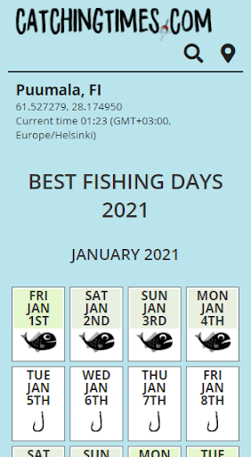 Best fishing days and times - Screen 2