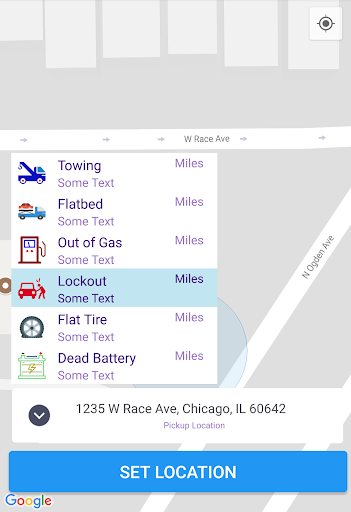 Android application GetResqued - Roadside Help screenshort
