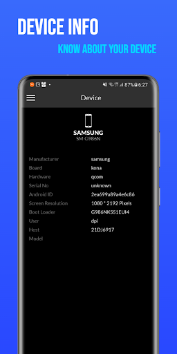 Android application Device Info screenshort