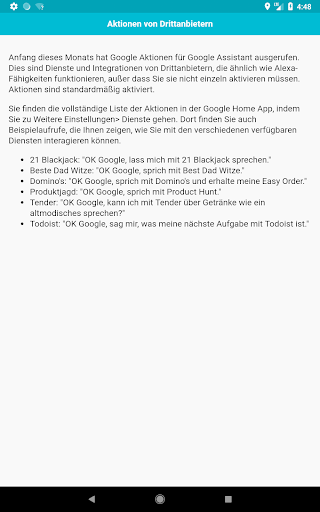 Befehle für Assistant Screen 3
