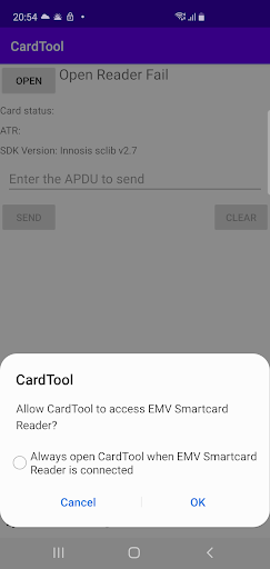 Smartcard APDU Tool Screen 2