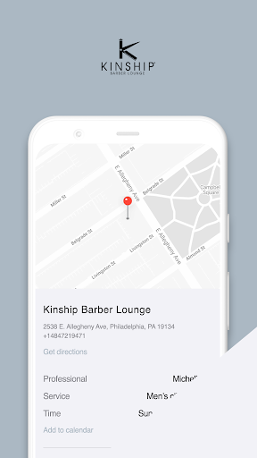 Android application Kinship Barber Lounge screenshort