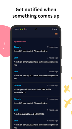 Android application Moonworkers for employees screenshort