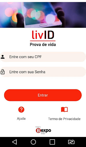 Android application LivID - Prova de vida digital screenshort