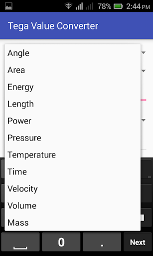 Tega Value Converter Screen 2