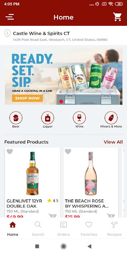 Android application Castle Wine and Spirits CT screenshort