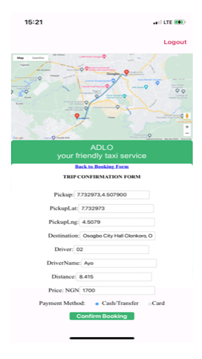 Adlo Taxi CA Screen 2