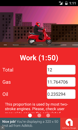 Android application Fuel mixture calculator screenshort