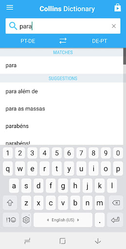 German-Portuguese Dictionary Screen 2