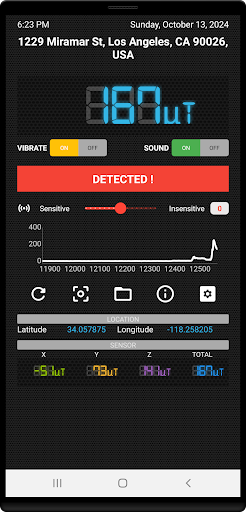 Screenshot of Magnetic Field Meter