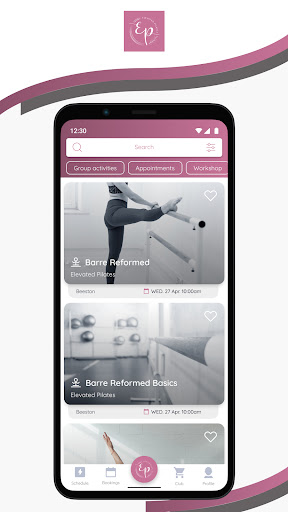 Android application Elevated Pilates screenshort