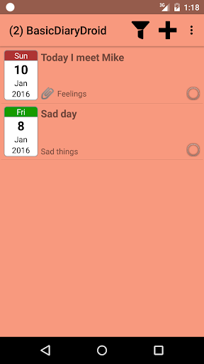 BasicDiaryDroid Screen 2