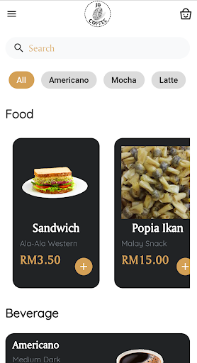 Android application JD Coffee screenshort
