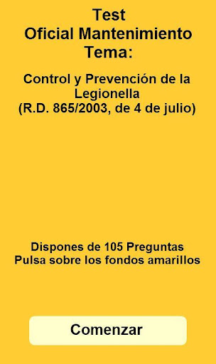 Android application Test sobre Legionella screenshort