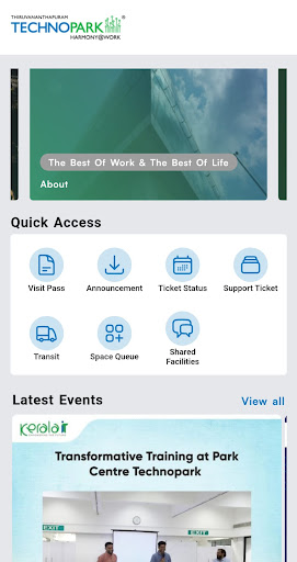 Android application Technopark, Kerala screenshort