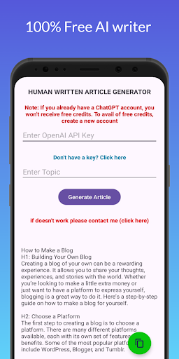 AI writer - Human Writer Screen 2