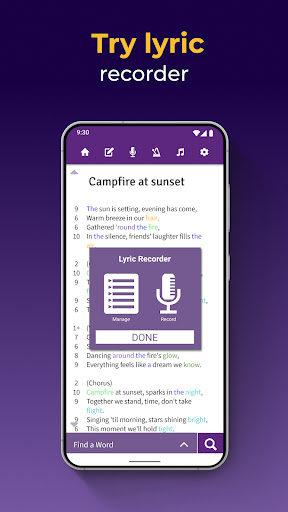 Screenshot of Lyrics Notepad - Song Writing