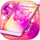 Pink Butterfly Clock icon