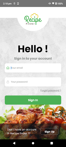 Android application Recipe Finder screenshort