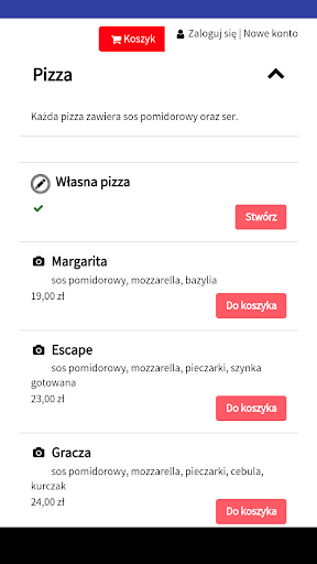 Android application Pizzeria Bosco screenshort